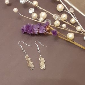 Clear Quartz Crystal Dangle Earrings